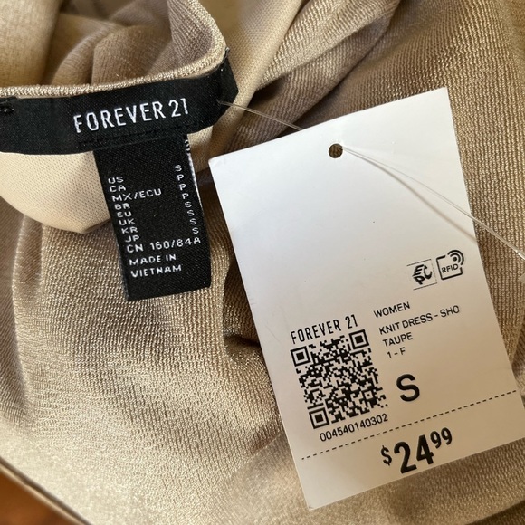 Forever 21 Nude Shimmering Side Cut Out Long Sleeve Mini Dress - Picture 7 of 7